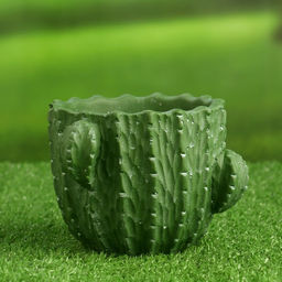 Фигурное кашпо для цветов «Кактус», 500 мл, керамика, зелёное, Greengo
