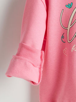 Bisiklet Yaka Yaz? Bask?l? K?z ?ocuk Sweatshirt