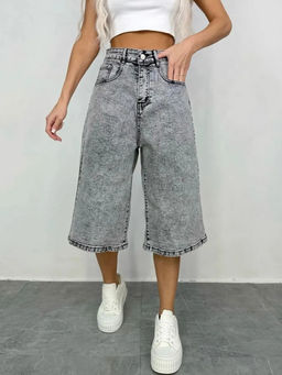 K12828 Джинсовые шорты СЕРЫЙ