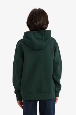 Oversize Geni_ Kal_p Kap__onlu Bask_l_ __i Yumu_ak T_yl_ Sweatshirt Erkek _ocuk - Defacto фото 5