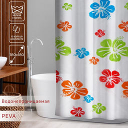 Штора для ванны Доляна Гавайская роза, 180?180 см, EVA