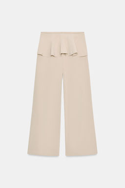 PANTAL?N ANCHO VOLANTE CINTURA / Beige - Zara фото 6
