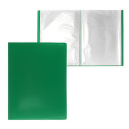 Папка с 60 вкладышами А4, 500 мкм, Calligrata, текстура «песок», зелёная
