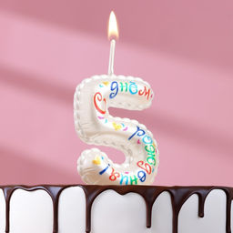 Свеча в торт на шпажке Воздушная цифра.С Днем Рождения!, цифра 5