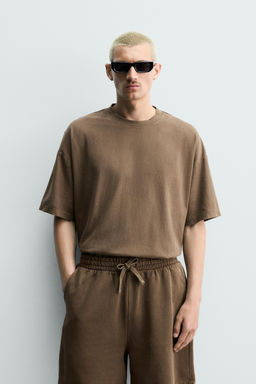 CAMISETA LAVADA RELAXED FIT B?SICA / Marr?n - Zara фото 2