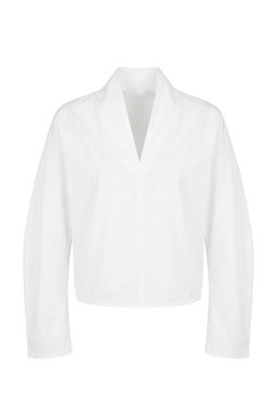 Trendyolmilla Wardrobe Essentials  Beyaz V Yaka Dokuma Bluz | TWOSS26BZ00091