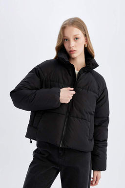 Водонепроницаемое пуховик стандартного кроя с воротником-стойкой