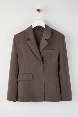 Limited Edition Bej Vucuda Oturan/Fitted Dokuma Blazer Ceket TWOAW26BC00020 - Trendyolmilla фото 5