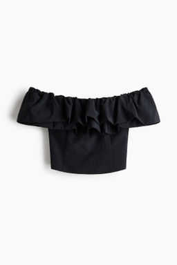 Top off-the-shoulder con ribete de volantes