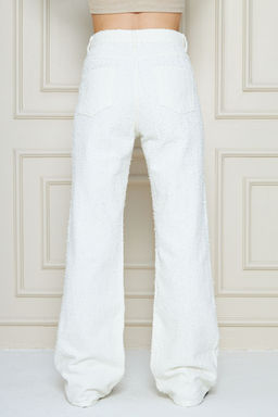 Beyaz Dokulu Yuksek Bel Wide Leg Jeans TWOSS25JE00043 - Trendyolmilla фото 5