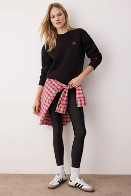 Ac?k Pembe Regular/Normal Kal?p Nak?s Detayl? Kal?n Ici Polarl? Orme Sweatshirt TWOAW26SW00200 - Trendyolmilla фото 6