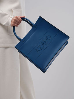 Сумка кожаная Azaro 30586 синяя гуашь