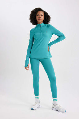 DeFactoFit Футболка с длинным рукавом и воротником стандартной посадки с принтом  фото 2