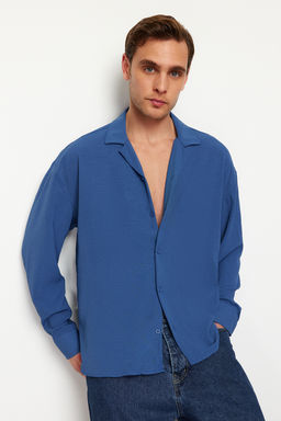 TRENDYOL MAN Beyaz Oversize Fit Apas Yaka Yazl?k Keten Gorunumlu Gomlek TMNSS23GO00053 - Trendyolmilla фото 30