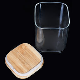 Банка квадратная бамбуковая крышка 500 мл диаметр 80/10 см / LCSC3701 /уп 120/ - ГалеонТрейд фото 5