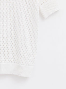 CONTE Фактурный джемпер в крупную сетку из пряжи с хлопком LDK 125 off-white