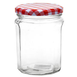 Банка стеклянная с винтовой крышкой "Грани" 0,45л, h11,5см, цветная, металлическая крышка, диаметр горла - 6,8см, диаметр основания-7,5см (Китай)