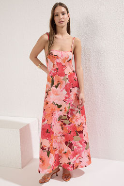 TRENDYOLMILLA Siyah Ayarlanabilir Ask?l? A-Line Burumcuk/Dokulu Orme Maxi Elbise TWOSS24EL00060  фото 17