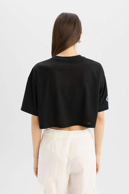 Крутая футболка оверсайз с V-образным вырезом и короткими рукавами с принтом - Defacto фото 7