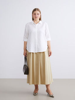 Standart Fit Poplin Pileli Etek