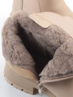 04-PAT160-2Z BEIGE Ботинки зимние женские (натуральная кожа, 100% шерсть)