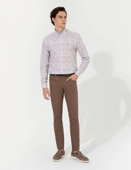 A__k Kahverengi Slim Fit Kanvas Pantolon - Pierre cardin фото 3
