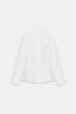 CAMISA POPEL?N PEPLUM ZW COLLECTION / Blanco - Zara фото 5