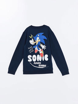 Bisiklet Yaka Sonic Bask?l? Uzun Kollu Erkek ?ocuk Sweatshirt - Waikiki фото 3