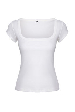 Trendyolmilla Ekru Kare Yaka Fitted/Vucuda Oturan Orme Bluz TWOSS25BZ00020 фото 6