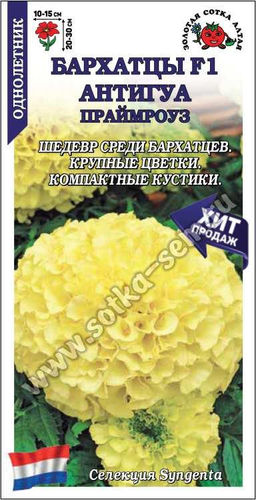 Бархатцы Антигуа Праймроуз F1 5шт. (Золотая сотка Алтая)