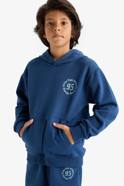 Kap__onlu Bask_l_ __i Yumu_ak T_yl_ Sweatshirt Erkek _ocuk