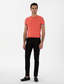 Siyah Slim Fit Pamuk Kar___ml_ Kanvas Pantolon