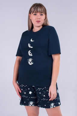 Арт. 9154 Пижама с шортами 52-58 (4 шт) Цвет:верх-темно-синий,белый,низ-темно-синий,белый