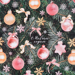 Цена за 10 шт. Бумага упаковочная глянцевая двухсторонняя Новогодние игрушки, 50 х 70 см - Дарите счастье фото 4