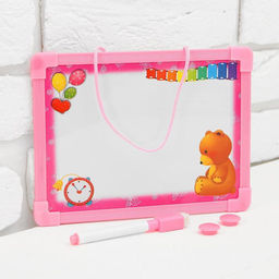 Доска для рисования магнитная с маркером-стиралкой и 2 магнитами, МИКС