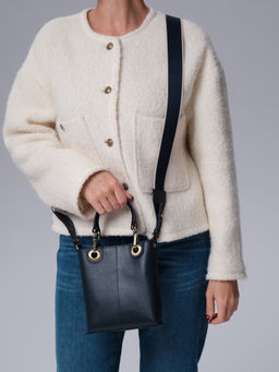 Сумка кожаная кросс-боди Deboro 30347 синий/сафьяно