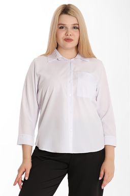 Рубашка женская белая из вискозы plus size - Almond фото 3