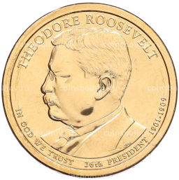 Монета 1 доллар 2013 года (D) США 26-й президент США Теодор Рузвельт