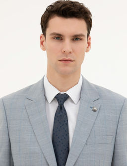 A__k Mavi Slim Fit Tak_m Elbise
