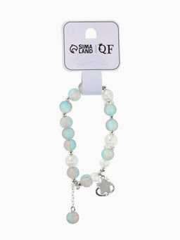 Браслет с подвесками "Сахарный" звезда, шар №10/8, цвет розово-голубой матовый в серебре