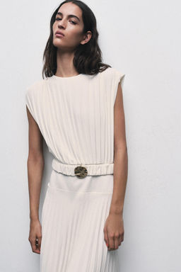 PLEATED MIDI DRESS WITH BELT - Zara фото 13