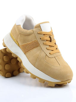 04-PCJ98-5 SAND Кроссовки демисезонные женские (натуральная замша, текстиль)