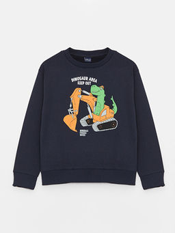 Rahat Kal?p Bisiklet Yaka Bask?l? Erkek ?ocuk Sweatshirt