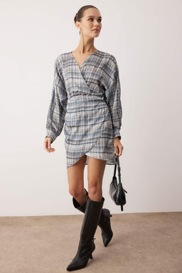 Cok Renkli Ekose / Kareli K?sa / Mini Dokuma Elbise TWOAW26EL00269