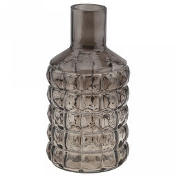 Ваза для цветов стеклянная "Альхес" 1,25л, д11,8см, h22,5см, форма "бутылка", малая, текстурная, "Скандик", дымчатый (Россия)