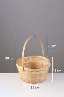 Корзина плетёная, 26×26×12 см, ручка h=18 см, бамбук, натуральный цвет