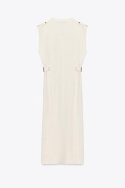 MIDI DRESS WITH BELT LOOPS IN A LINEN BLEND - Zara фото 7