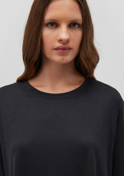 Lux Touch Siyah Basic Crop Tisort - Mavi фото 5