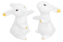 Набор д/специй 2 пр. 5,5*5,5*8 см "Кролики обнимашки" белый с золотом