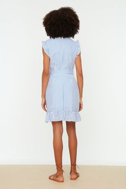 Mavi Kusakl? A Kesim Cizgili Mini Dokuma Elbise TWOSS21EL1290